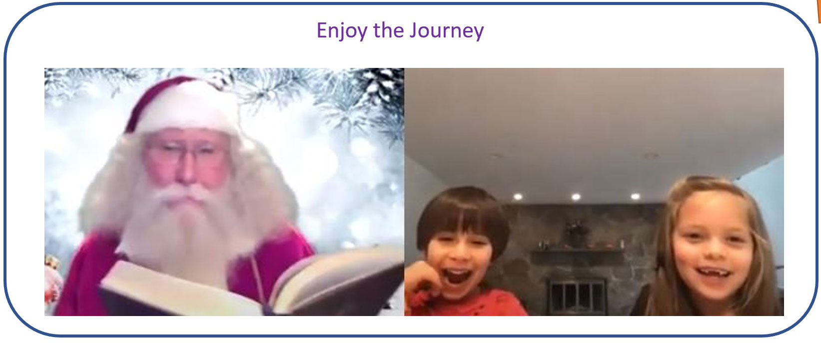 santa and children having fun on video call