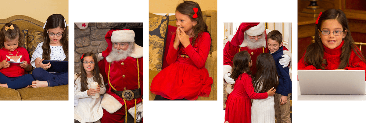 Pictures of kids with Santa and video chatting
